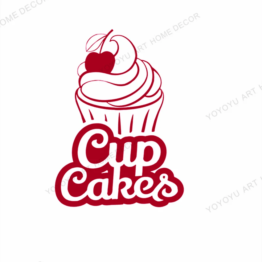 Bakery Logo Wall Decal Cup Cakes Vinyl Stickers Bakehouse Interior Home Design Wall Art Murals Window Sticker hane-made rb398