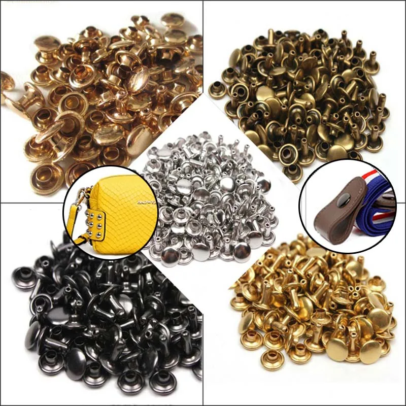 50Pcs 6-12mm  Metal Double Cap Rivets Stud Round Nail Spike For Leathercraft Repair Shoes Bag Belt Clothing Garment Accessories images - 6