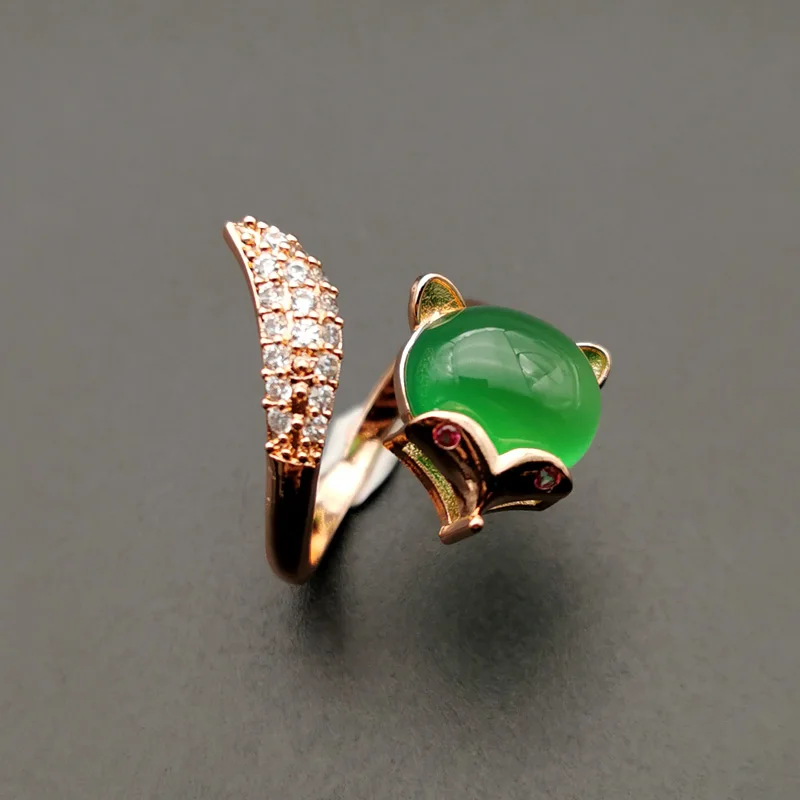 Женское кольцо из серебра 100% пробы с натуральным зеленым нефритом | Украшения и