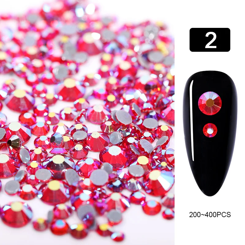 1440 шт./упак. разные размеры: кристально чистый AB неоновые Flatback Стразы для ногтей Стразы для дизайна ногтей, 3D украшения для ногтей украшение драгоценных камней - Цвет: Colorful2