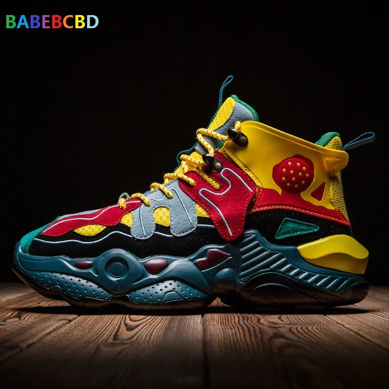 

High-quality Tide Burst Daddy Shoes 2019 New Mid-upper Men's Coloured Sports Men's Increased Casual Shoes Four Seasons