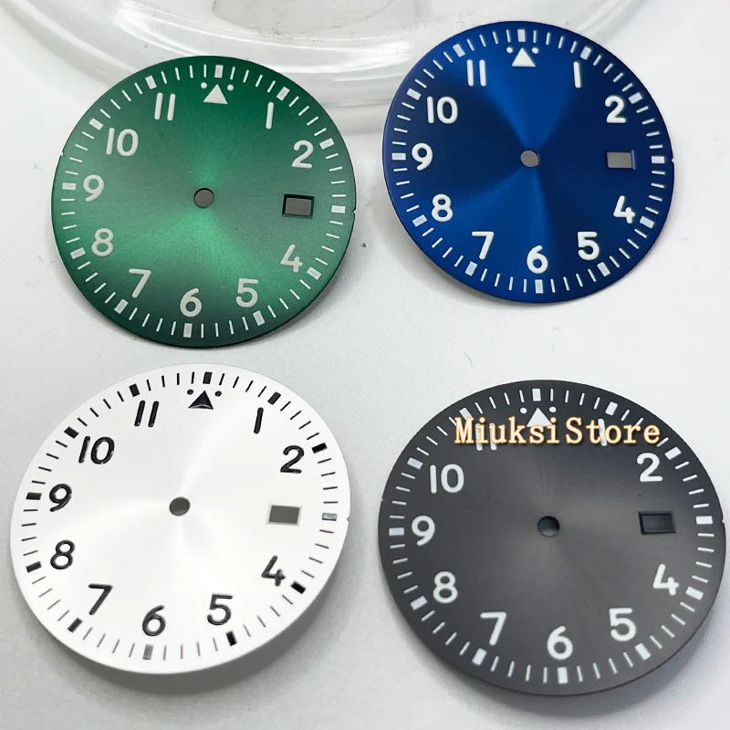 33.8mm Silver Color Watch Parts Sterile Sunburst Steel Watch Dial Fit