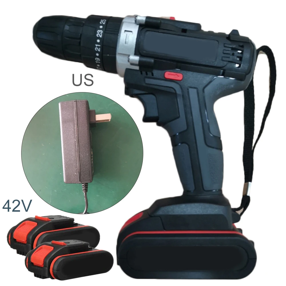 

42V 25-28NM 2-Speed Brushless Wireless Electric Impact Drill LED with Battery US/UK/AU/EU High efficiency brushless motor
