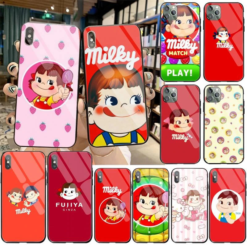 Fujiya Milky Peko chan Custom Photo Soft Phone Case Tempered Glass For iPhone 11 Pro XR XS MAX 8 X 7 6S 6 Plus SE 2020 case iphone 6s phone case