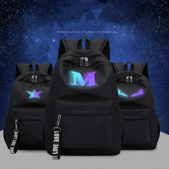 

Backpacks for Women and Men Fashion Variable Fluorescent Gradient Letter Backpack Waterproof Nylon Outdoor Backpack for Travel