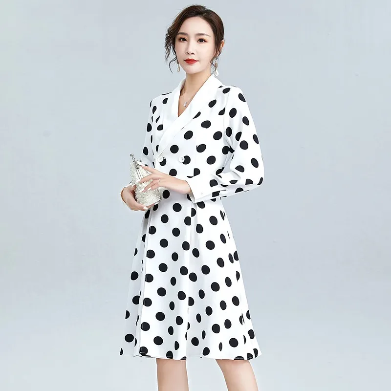 Polka Dot Double-breasted Cardigan Turn-down