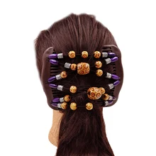 Новая расческа для волос Свадебная Женская деревянная двухрядная расческа для волос волшебный гребень для волос деревянная бусина обруч расческа
