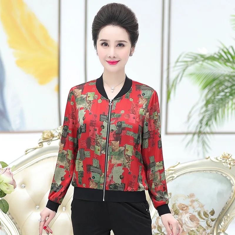 

Stand Collar Jacket 2019 New Style Jacket Short Coat Female Long Sleeve Baseball Uniform Loose And Plus-sized Elegant Tops Summe
