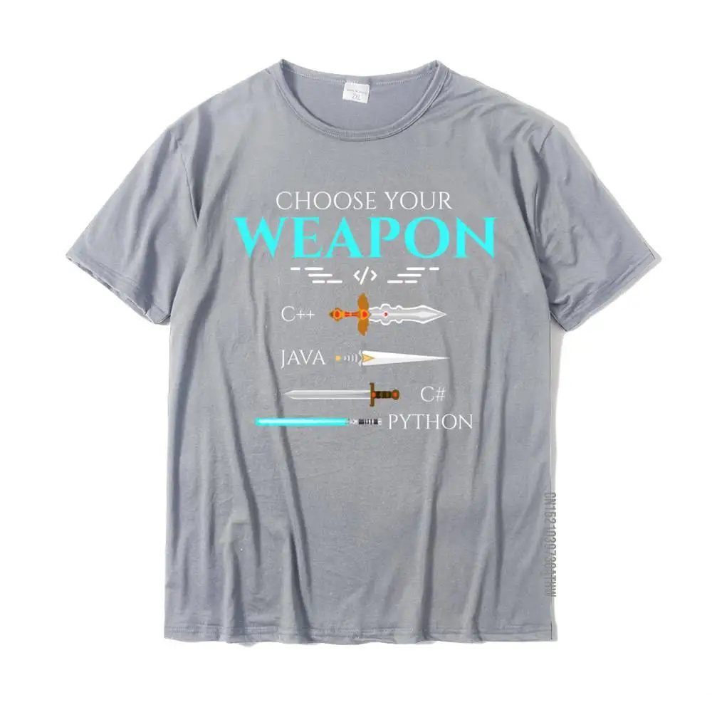 Man T-Shirt Custom Simple Style Tops Shirt Cotton Fabric Round Collar Short Sleeve Street Tee Shirts Summer Top Quality Choose Your Programming Weapon Funny Computer Python Coding Pullover Hoodie__MZ19213 grey