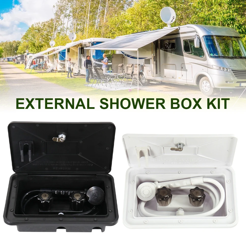 Akozon Exterior Shower Box Hot Cold Switch with 2 Keys and Stainless Steel Shower Nozzle Kit for Marine Boat Motorhome Caravan Akozon Exterior Shower Box Hot Cold Switch with 2 Keys and Stainless Steel Shower Nozzle Kit for Marine Boat Motorhome Caravan