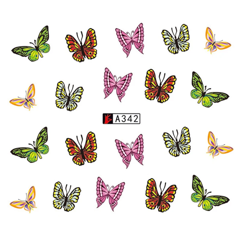 GAM BELLE 1 Sheet Summer Colorful Designs Nail Art Sticker Watermark DIY Butterfly Colorful Tips Nail 4