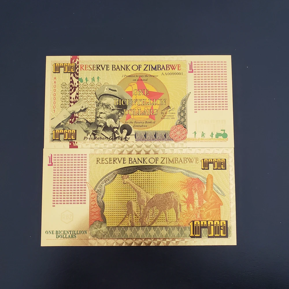 RH 1 шт., одна банкнота в виде бичечецилиона долларов, Золотая Банкнота с сертификатами, позолота 24 к для сбора