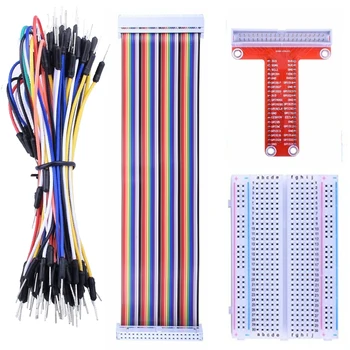 Raspberry pi GPIO Breakout Expansion Kit T-Type Expansion Board + 400 Points Breadboard + 65pcs Jumper Wire+ 40pin Rainbow Cable element14 pi face digital i o expansion board for raspberry pi green