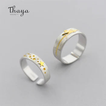 

Thaya Golden Stars 3D Trail Chaser Ring 100% 925 Sterling Silver Female Gold Concave Ring elegant Jewelry for Women Gift