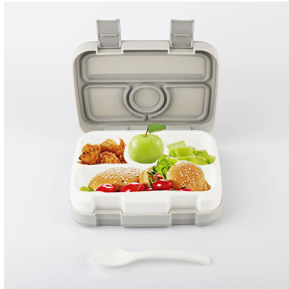 

BPA-free Lunch Box For Children Bento Box With 4 Compartments Sealed Leak-proof With Spoon Ideal For School Picnics Travel
