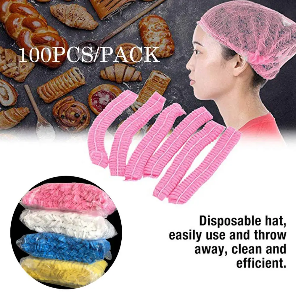 100PCS/Set Waterproof Hat durable Disposable Nonwoven Bouffant Hair