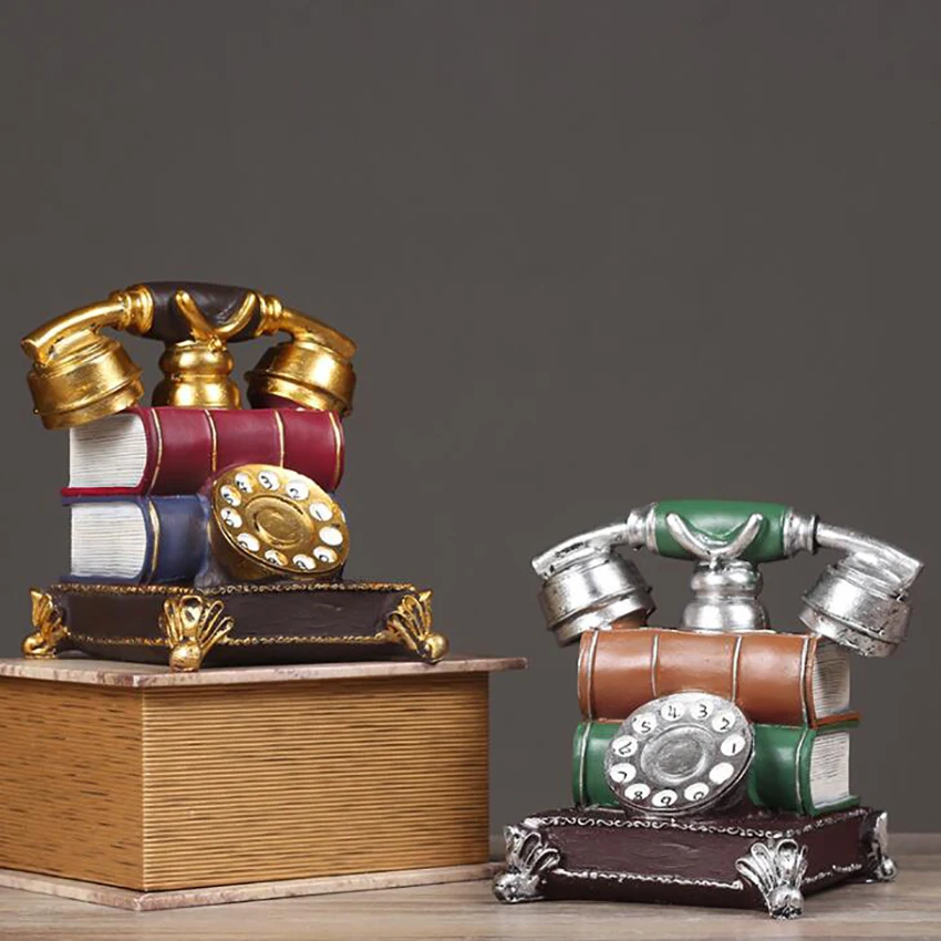 Artificial Telephone Ornament Vintage Telephone Model Resin Fake Book Phone Decoration Creative Home Retro Ornament Decorative Phone for Bar Office Desk