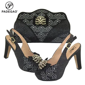 

Latest Women Shoes and Bag Set In Italy Buckle Strap Italian Shoes with Matching Bags Shoes and Bag Square Heel Elegant Party