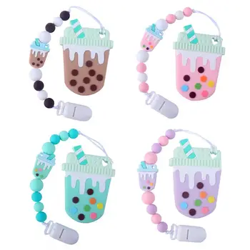 

New Cute Baby Teether Pacifier Chain Set Newborn Silicone Nipple Clip Infants Anti-chain Molar Tooth Toy