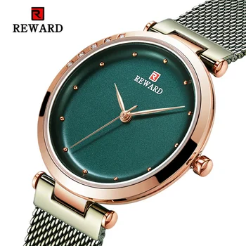 

REWARD Ultra-thin Ladies Watch Quartz Crystal Diamond Waterproof Women Watches Waterproof Rose Gold Clock Zegarek Damski