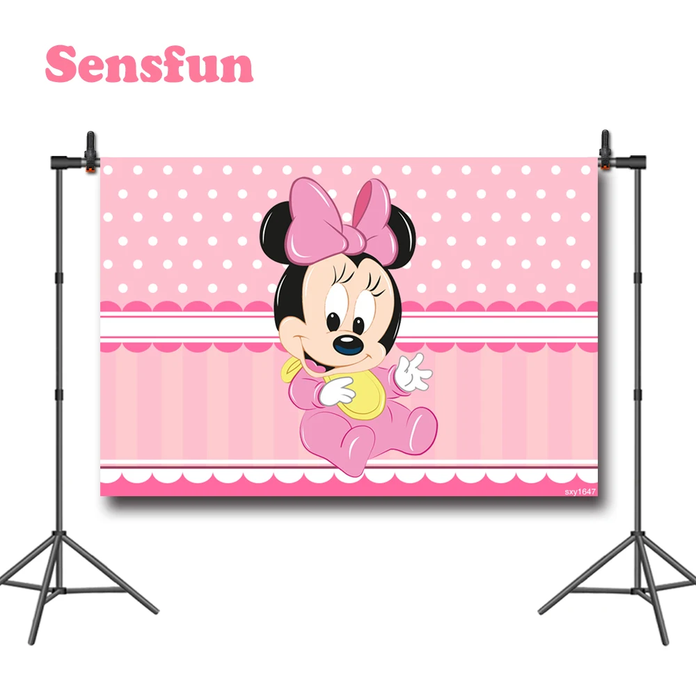 Sensfun розовый фон для фотосъемки с изображением Минни Маус новорожденных девочек