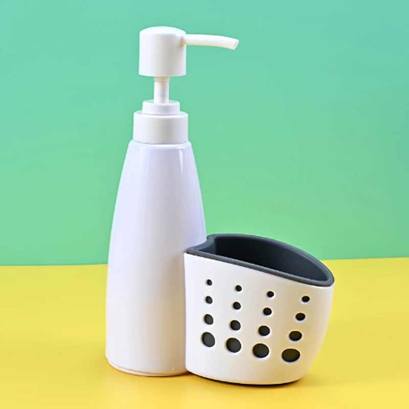 

2 In 1 Liquid Detergent Dispensing Bottle Multi-function Soap Dispenser With Basket Sponge Soap Holder For Kitchen Bathroom