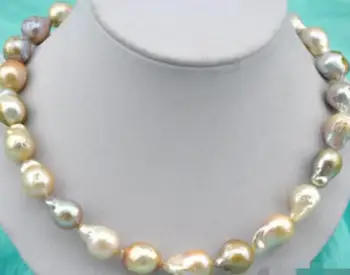 

Jewelry Pearl Necklace Nature 18" 21mm baroque pink lavender reborn keshi pearl necklace Free Shipping