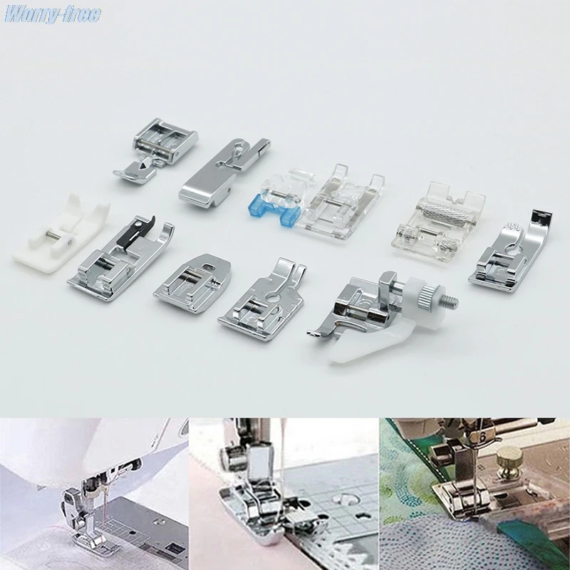 11Pcs/Set Domestic Sewing Machine Accessories Presser Foot Feet Kit Set Hem Foot Spare Parts For Brother Singer Janome