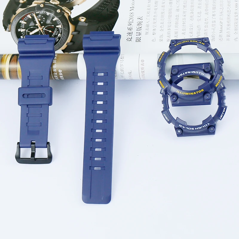 Watch accessories men's and women's resin strap for Casio watches with case AQS810W silicone rubber bracelet watch with case