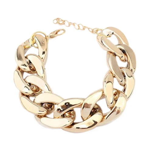 HOT SALE Women's Fashion Punk Simple Burnished Link Curb Chain Statement Bracelet Jewelry Cool Punk Bracelet Women Party Jewelry