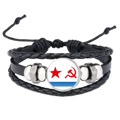 16 Советские значки, браслеты, серповидный молот, CCCP, русская эмблема, коммунизмы, браслеты, мужской женский браслет, кожаные ювелирные изделия, Pulsera - Окраска металла: 16