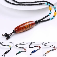 65 см ожерелье-цепочка с бусинами, подвеска в этническом стиле для женщин, Тибет ДЗИ, хорошее ювелирное изделие, свадебное ювелирное изделие, Будда, удача, цепочка на свитер, кристалл, подарок для мужчин