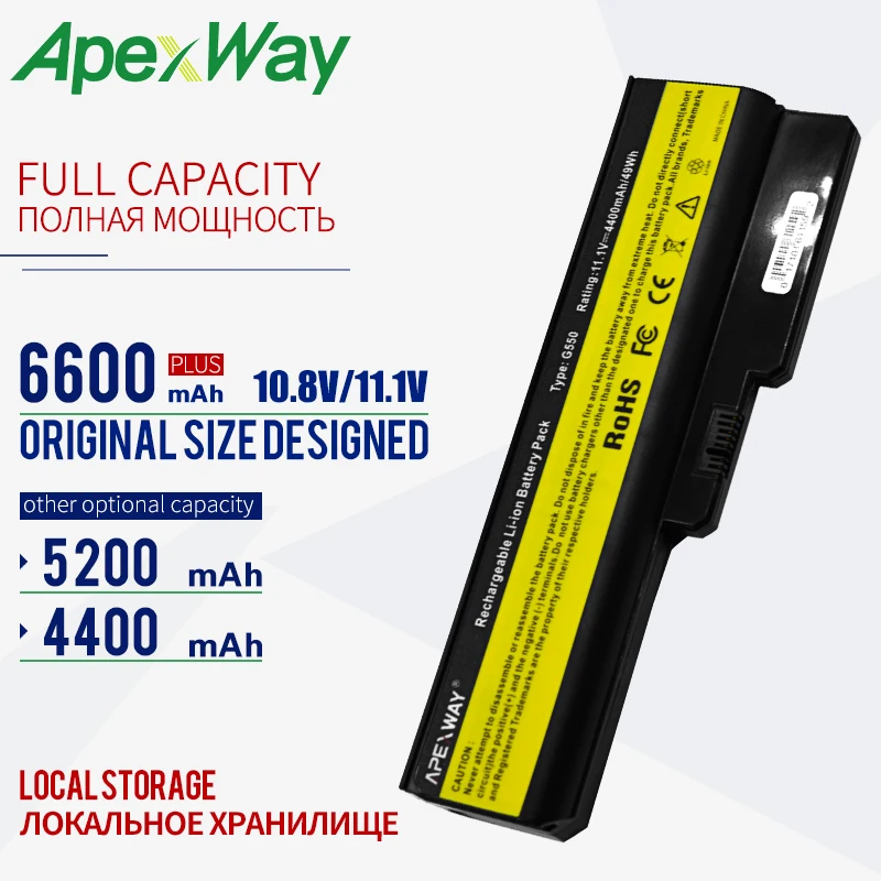 ApexWay 6 ячеек Аккумулятор для ноутбука для lenovo 3000 G430 G430A G430LE G450G450A G450M G530 G530 DC T3400 G530A G530M