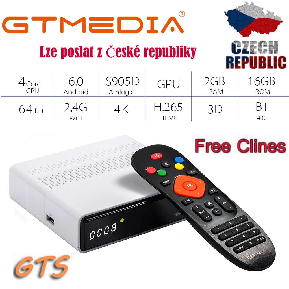 GTMEDIA GTS Android 6,0 Smart tv Box S905D 2G+ 8G беспроводной WiFi 3D 4K сетевой медиаплеер IP tv M3U ACM Play Store tv Box PK H96