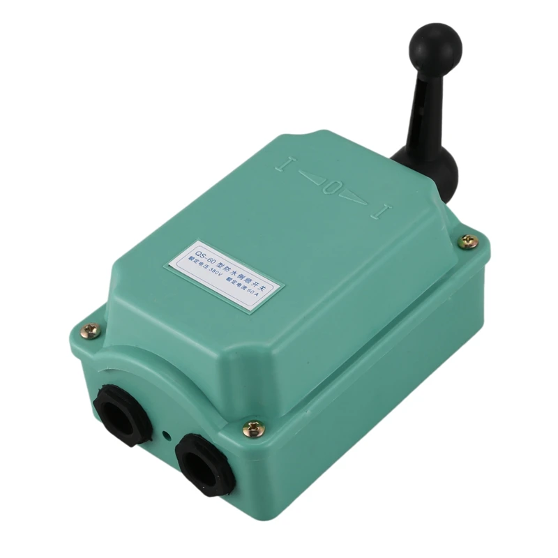 

AC 380V 60A Forward Stop Reverse Motor Cam Starter Changeover Switch QS-60 Green