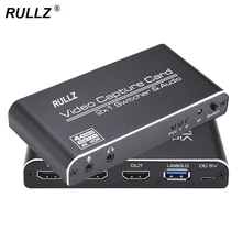 1080P USB 3.0 Video Capture Card 2x1 HDMI-compatible Switch 4K Loop Mic Audio HD Game Recording Box Live Streaming Board USB2.0