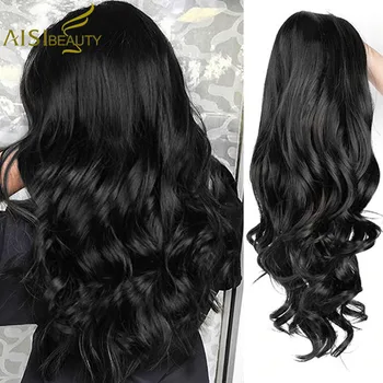 AISI BEAUTY Ombre Long Wavy Wig Synthetic Hair Wigs For Women Cosplay/Party Black Brown Blonde/Grey High Density Heat Resistant 1