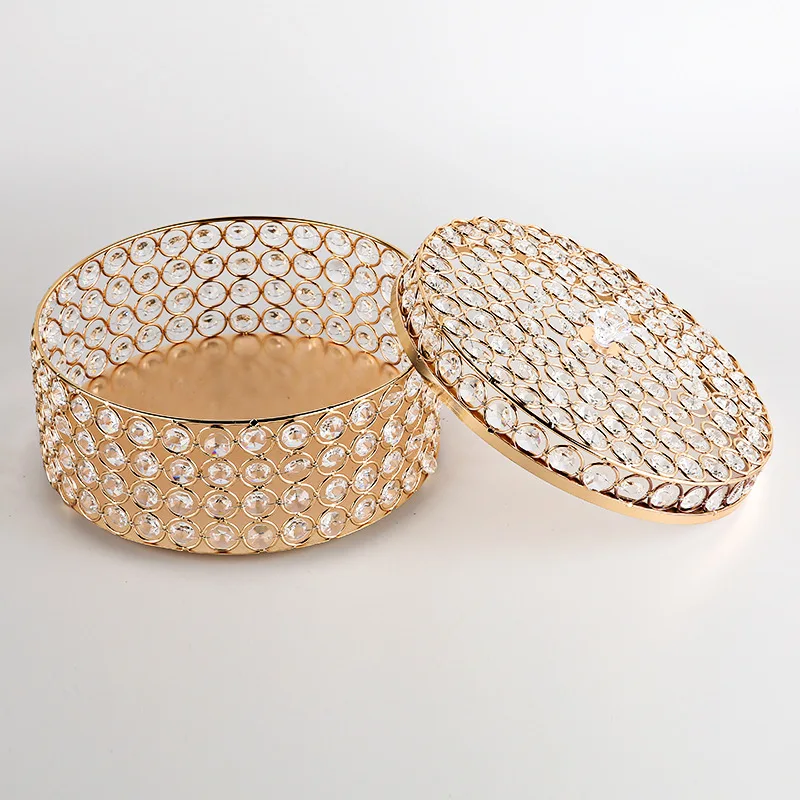 

Hot Sales European Style Crystal Candy Dish Makeup Supplies Storage Box Jewlery Box Wedding Props Decoration Export Decorative P