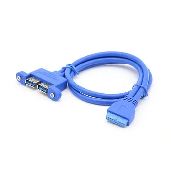 

50cm 2 Ports USB 3.0 A Type Female to Motherboard 20 Pin Header Male Cable USB3.0 20pin to 2 Ports Female Cables Hot