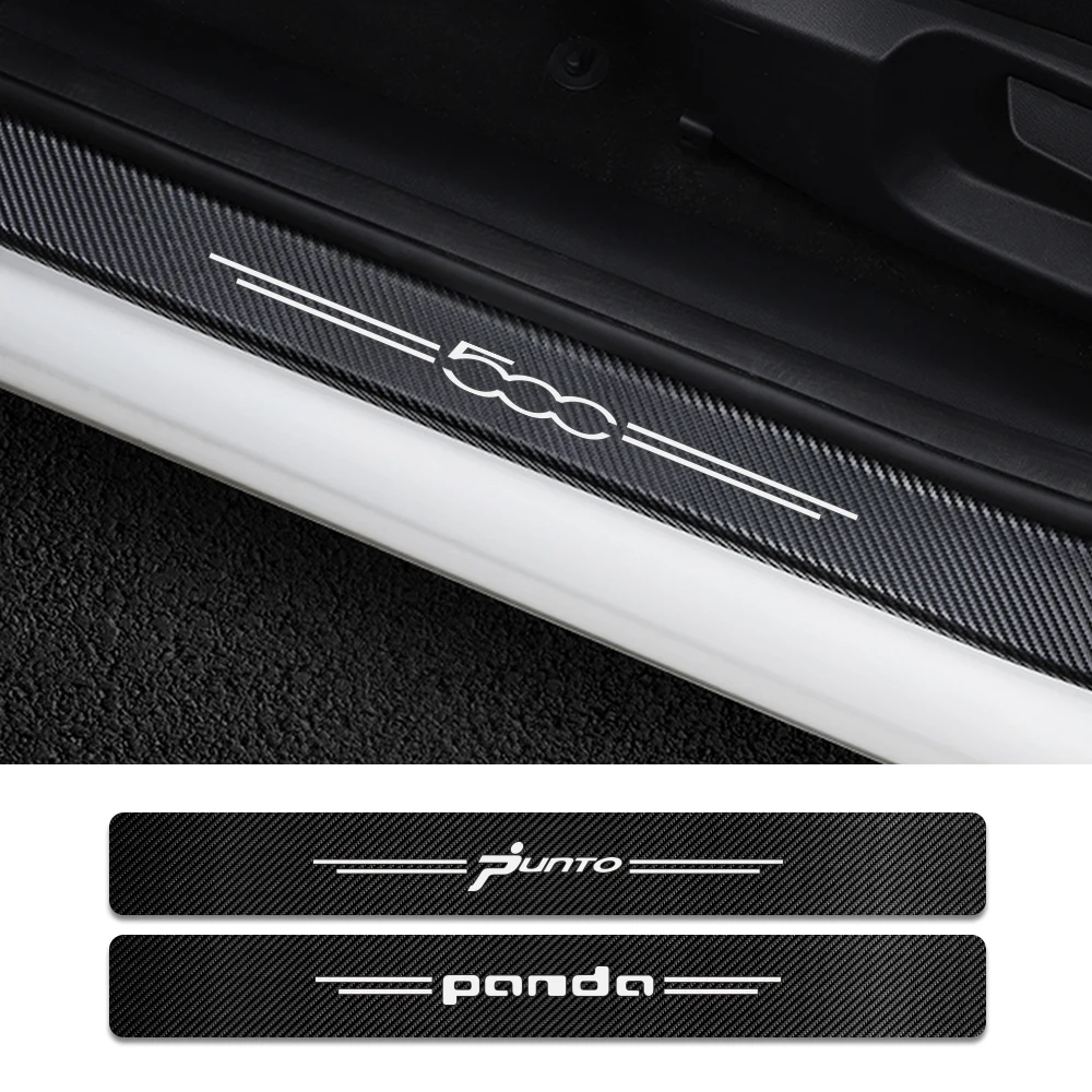 4PCS/Set Car Door Threshold Guard Auto Sill Carbon Fiber Protector Sticker For Fiat Punto 500 Panda Abarth Tipo Accessories | Автомобили и