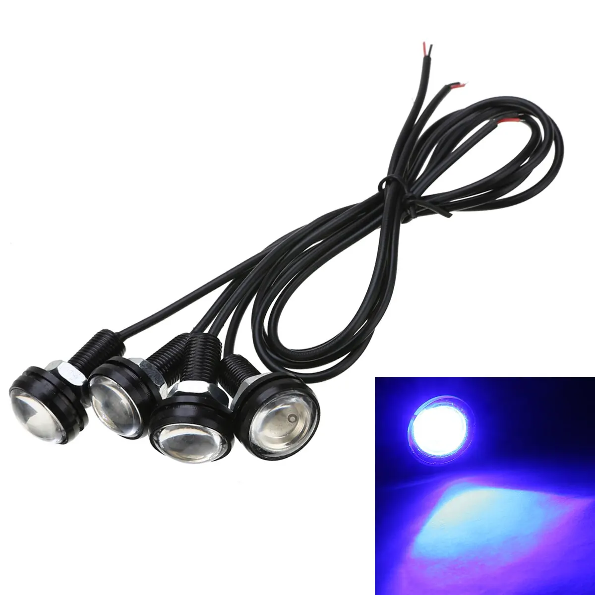 4PCS Blue LED Boat Light 12V 3W Waterproof Outrigger Spreader Transom Underwater Lights for Car Boat Marine