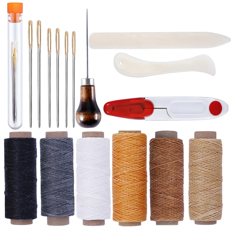 

LMDZ Leather Waxed Thread Sewing Kits Hand Sewing Needles with Leather Craft for Leather Canvas DIY Sewing Accessories