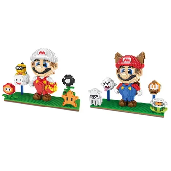 

Classic game figures micro diamond block nintendoes white super mario bros 3D scenes leopard cat nanoBRICKS toys building bricks