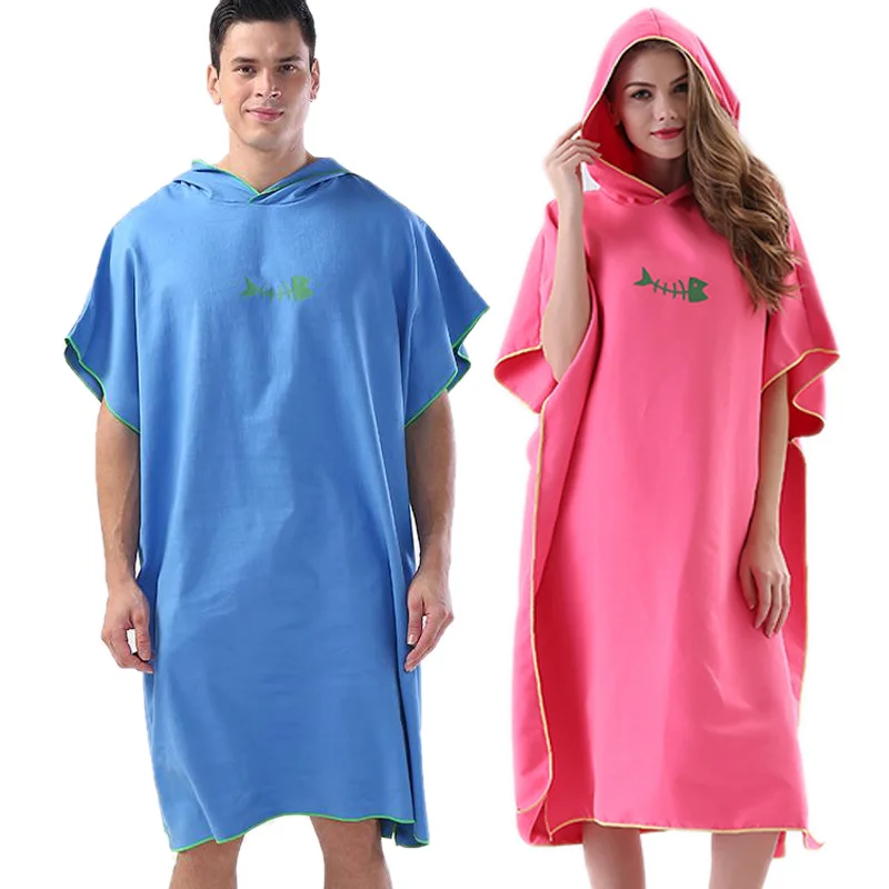 Toalha de Banho ao ar Adulto com Capuz Toalha de Praia Roupão de Banho Nova Secagem Rápida Mudando Robe Livre Poncho Feminino Toalhas Maiô Manto Mod. 174650