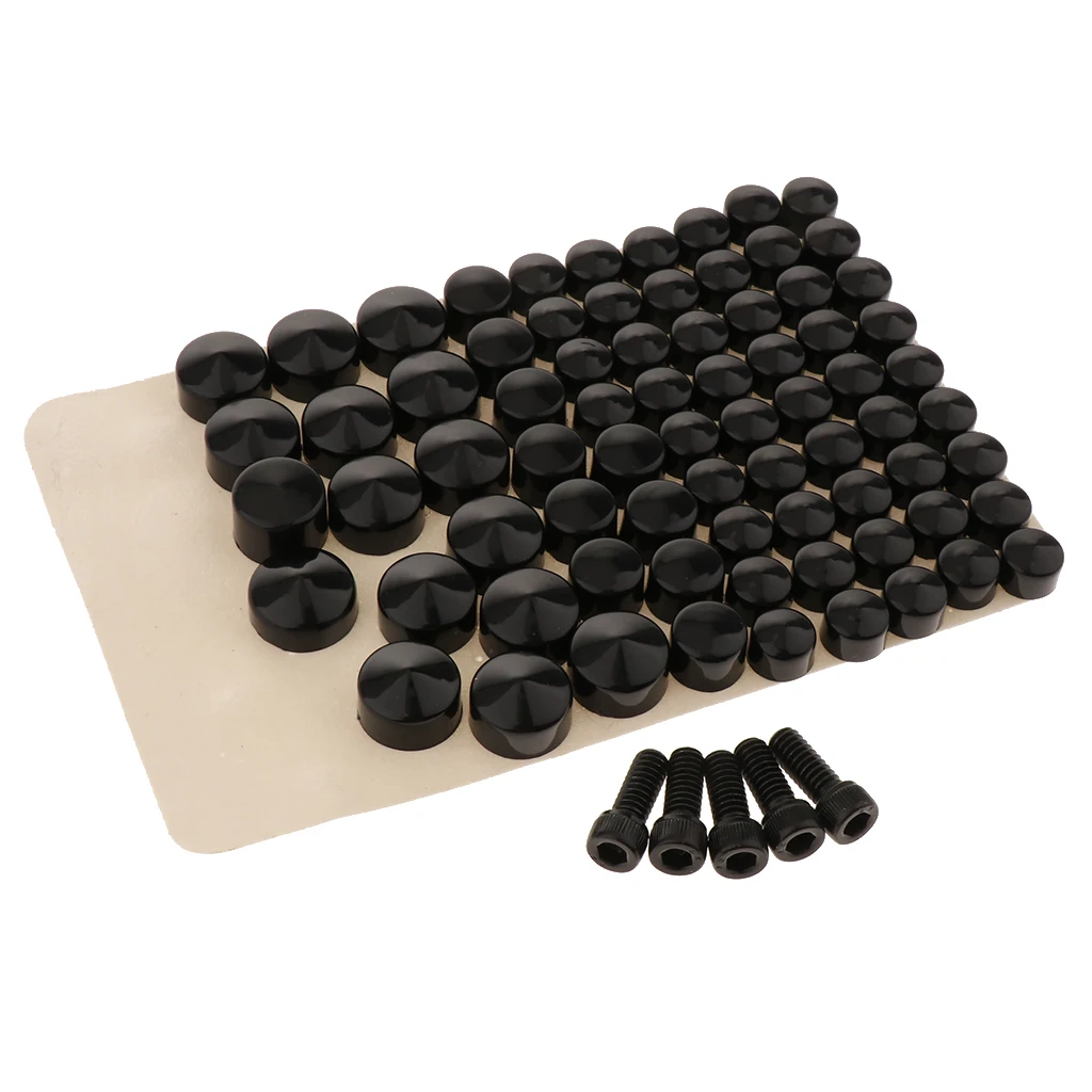 80pcs CNC Aluminum Push-On Toppe Bolt Cap Cover for Harley FLT/FLH Motorcycle (Black)