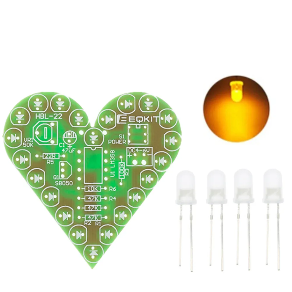 SX DIY Kit Herz Form Atmen Lampe Kit Atmen LED Suite Rot Weiß Blau Grün Elektronische Produktion für Lernen labor – Detail 7