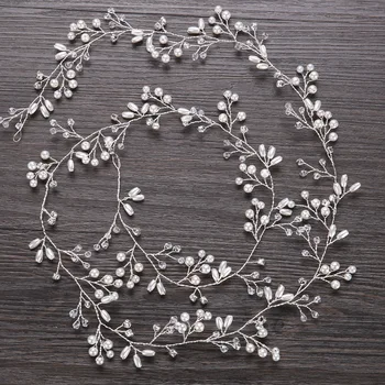 Western Wedding Fashion Headdress for Bride Handmade Wedding Crystal Pearl Hair Accessories Rhinestone  Hairpin Ornaments 3