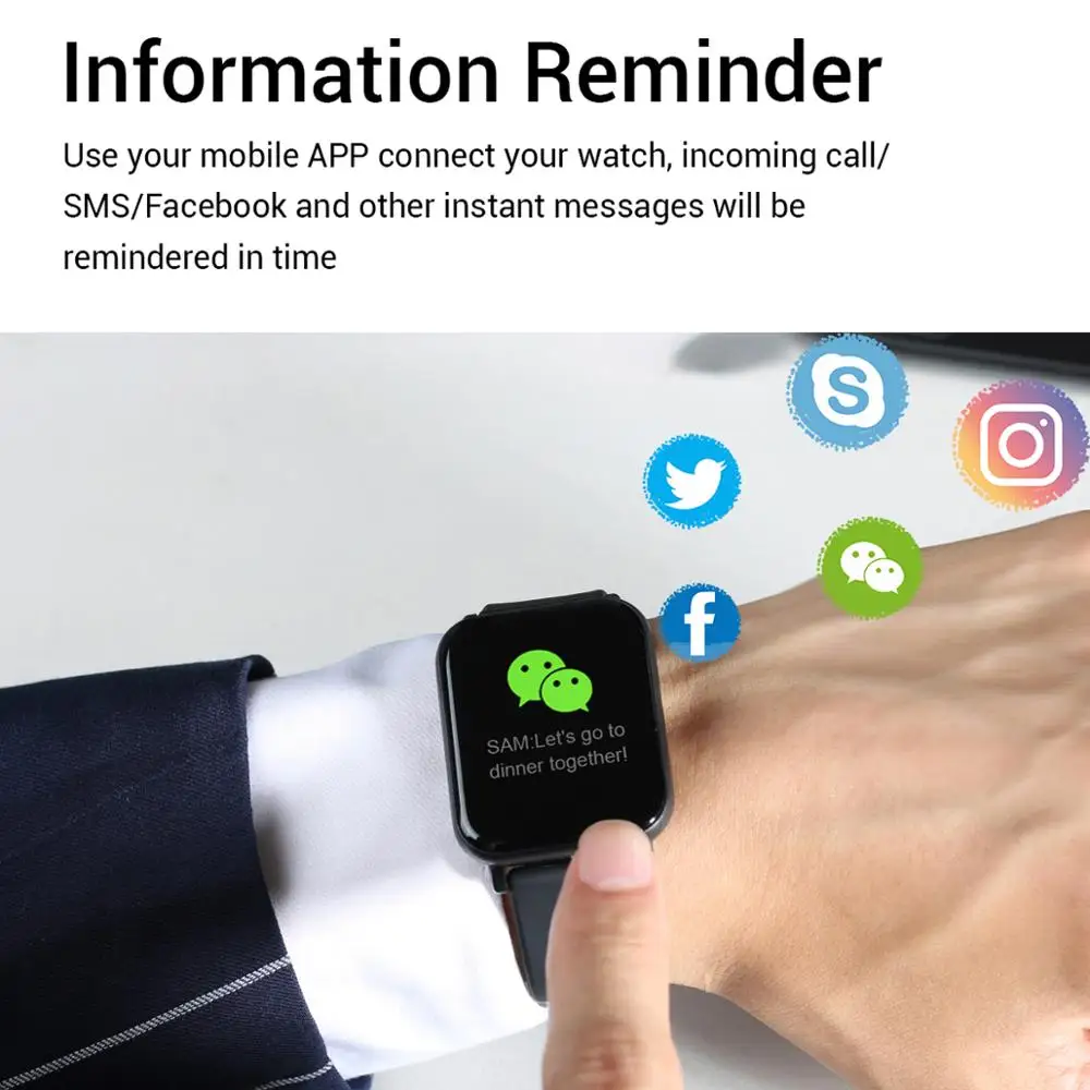  New R16 Waterproof Smart Watch Heart Rate Blood Pressure Monitor Sports Fitness Bluetooth Smartwatc - 4000328109020