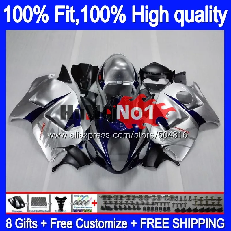 Инъекции для SUZUKI Hayabusa GSXR 1300 2008 2009 10 11 12 29MC. 228 GSXR-1300 GSXR1300 08 09 2010 2011 2012, синего и серебряного цвета обтекатель