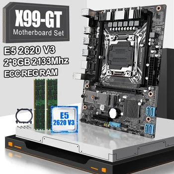 

X99GT dual channels motherboard set and with E5 2620V3 and 2pcs 8gb DDR4 memory support NVME M.2 WIFI-M2 USB 3.0
